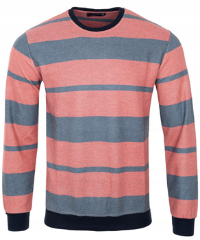 Bluza w pasy męska klasyczna różowo-szara - ANTRACID