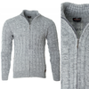 Sweter męski rozpinany szary jesienny jasno-szary ze wzorem wełniany ciepły - Devanti 