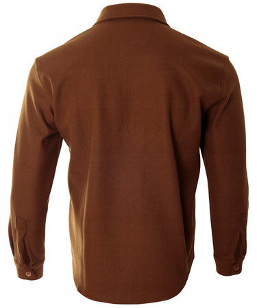 Koszula męska casualowa polarowa brązowa ciepła turecka - Redline