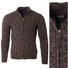 Sweter męski półgolf rozpinany jesienny brązowy ze wzorem wełniany ciepły - Devanti 