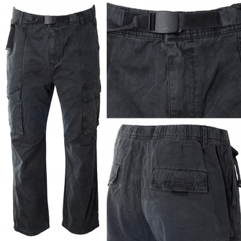 Spodnie męskie bojówki szare 100% bawełniane z paskiem - ITENO