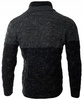 Sweter męski z okrągłym dekoltem zapięcie na krótki zamek i guziki czarny klasyczny - Devanti