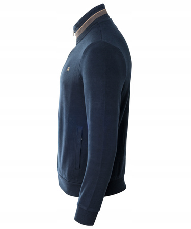 Bluza męska granatowa rozpinana na zamek ze stójką kieszenie bawełniana welurowa Antracid