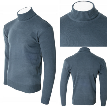 Golf męski sweter grafitowy wizytowy elegancki - MUST