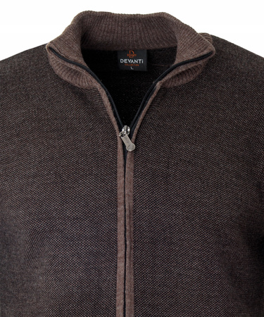 Bluza męska brązowa rozpinana na zamek stójka wełniana kieszenie na zamek - Devanti