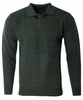Bluza męska z kołnierzykiem polo na guziki zielona wzór w pasy ze ściągaczami bawełniana - Reymo