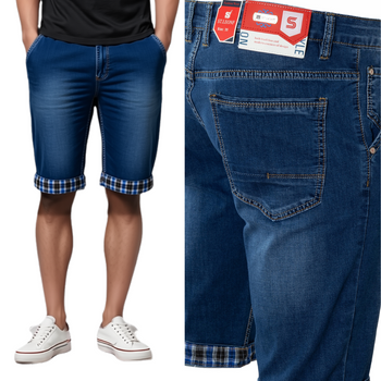 Spodenki męskie jeansowe krótkie bawełniane granatowe dżinsowe - St. Leon