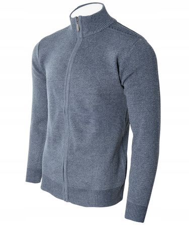 Sweter męski rozpinany jesienny granatowy gładki - Must