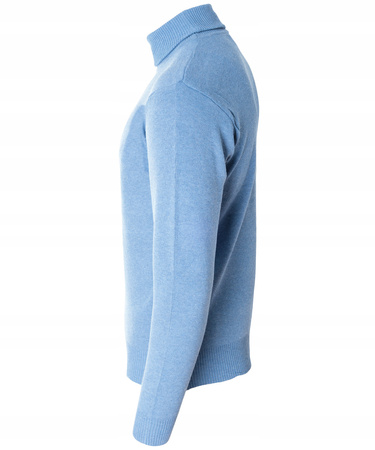 Golf męski sweter błękitny wizytowy elegancki - MUST