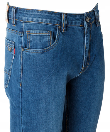 Spodnie jeansy męskie granatowe proste nogawki bawełniane klasyczne - St. Leon