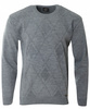 Sweter męski z okrągłym dekoltem szary wzór geometryczny wełna klasyczny - Devanti