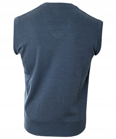 Sweter męski bezrękawnik z dekoltem w serek V-dekolt niebieski kamizelka - Devir