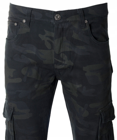 Męskie bojówki ocieplane polarem moro czarne khaki - St. Leon