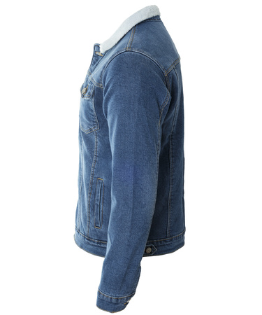 Katana męska jeansowa ocieplana futerkiem kurtka niebieska - Gamello
