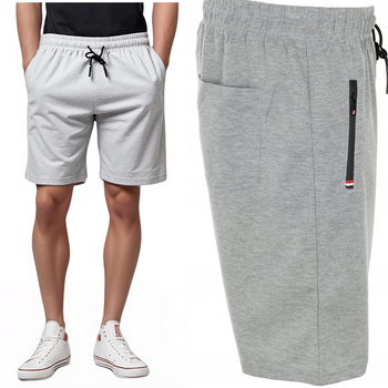 Spodenki męskie krótkie szorty jasno-szare na gumce bawełniane duże - Must