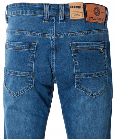 Spodnie jeansy męskie granatowe proste nogawki bawełniane klasyczne - St. Leon