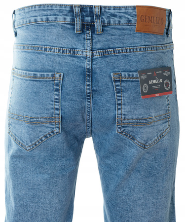 Męskie spodnie jeansy klasyczne niebieskie proste nogawki - Gemello