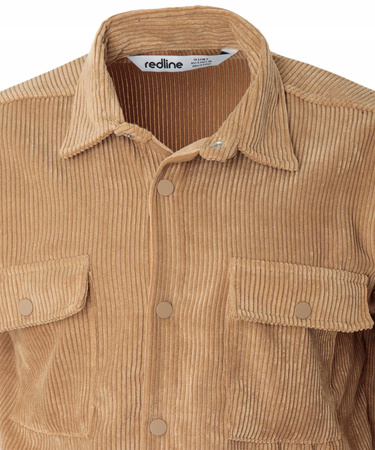 Koszula męska casual sztruksowa beżowa ciepła - Redline