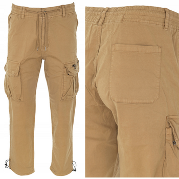 Spodnie bojówki bawełniane na gumce beżowe - ITENO