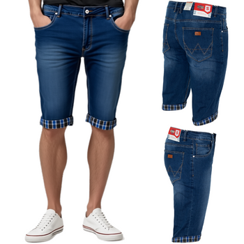 Krótkie spodenki męskie bawełniane granatowe dżinsowe - St.Leon