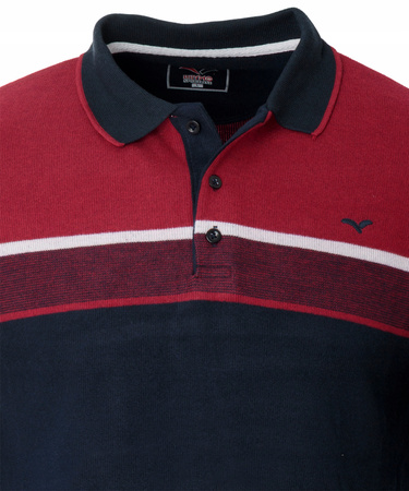 Bluza męska granatowo-czerwona z kołnierzykiem polo na guziki ze ściągaczami bawełniana - Reymo