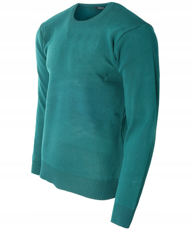 Sweter męski z okrągłym dekoltem zielony klasyczny - Must