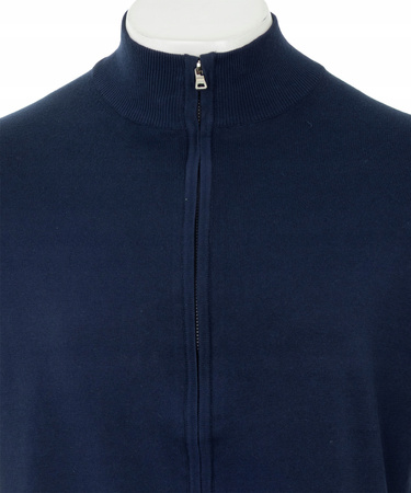 Sweter męski rozpinany wiosenny granatowy bawełniany gładki - New Sensation
