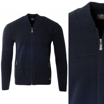 Bluza męska granatowa rozpinana na zamek wełniana kieszenie na zamek turecka Devanti