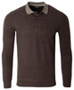 Bluza męska ciemno-brązowa gładka z kołnierzykiem polo na guziki ze ściągaczami bawełniana - Reymo