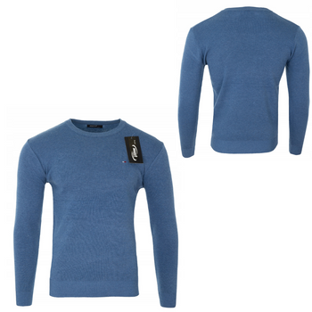 Sweter męski z okrągłym dekoltem niebieski - MUST