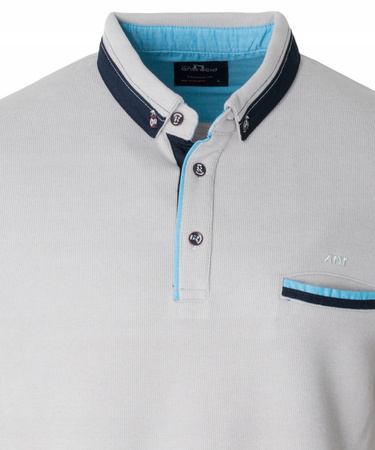 Bluza męska z kołnierzem polo zapięcie na guziki beżowa turecka jesienna  - Antracid