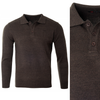 Bluza męska z kołnierzykiem polo na guziki brązowa gładka ze ściągaczami wełniana - Reymo
