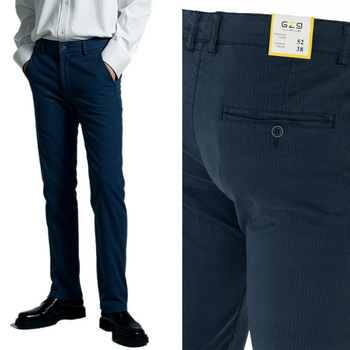 Spodnie materiałowe granat bawełniane prążek - chinosy