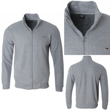 Bluza męska szara rozpinana bawełna z kieszeniami kołnierz stójka jesienna turecka