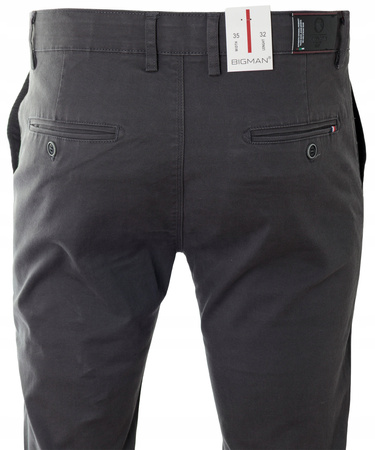 Spodnie męskie materiałowe ciemno-szare prosty krój bawełniane wizytowe eleganckie - Bigman
