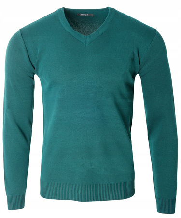 Sweter męski z dekoltem w serek V-dekolt zielony - MUST