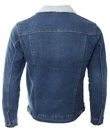 Katana męska jeansowa ocieplana futerkiem kurtka niebieska - Gamello