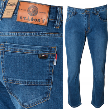 Spodnie jeansy męskie granatowe proste nogawki bawełniane klasyczne - St. Leon