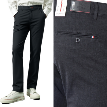 Spodnie męskie materiałowe ciemny grafit prosty krój wizytowe eleganckie - Bigman