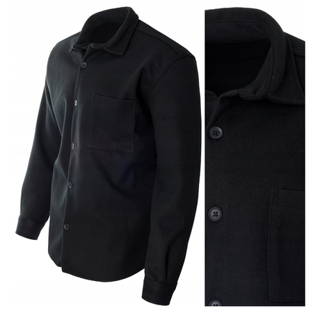 Koszula męska casualowa polarowa czarna ciepła turecka - Redline