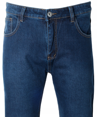 Męskie spodnie jeansy klasyczne granatowe ocieplane proste nogawki - Gemello