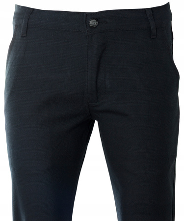 Spodnie męskie materiałowe czarne kratka prosty krój wizytowe eleganckie - Sa. Ronni