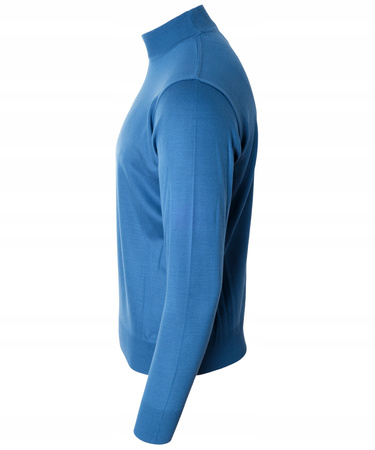 Sweter męski półgolf niebieski gładki wełniany turecki - Devir