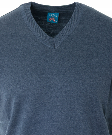Sweter męski bezrękawnik z dekoltem w serek V-dekolt niebieski kamizelka - Devir