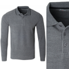 Bluza męska szara gładka z kołnierzykiem polo na guziki ze ściągaczami bawełniana - Reymo