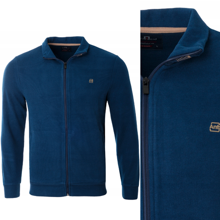 Bluza męska chabrowa rozpinana na zamek ze stójką kieszenie bawełniana welurowa Antracid