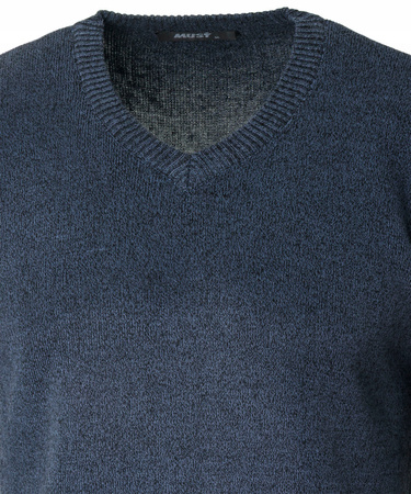 Sweter męski z dekoltem w serek V-dekolt granatowy - MUST