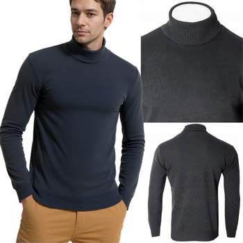 Golf męski sweter ciemno-szary wizytowy elegancki - MUST