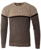 Sweter męski z okrągłym dekoltem na krótki zamek brązowy klasyczny - Devanti