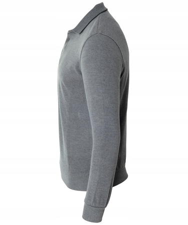 Bluza męska szara gładka z kołnierzykiem polo na guziki ze ściągaczami bawełniana - Reymo